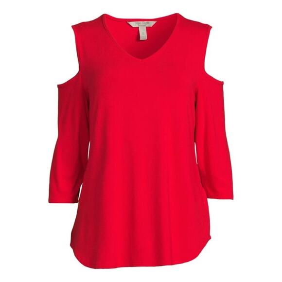 ❄️2/$5❄️[B4] Nine.Eight Cold Shoulder Red Relaxed Blouse, Size XL - Picture 3 of 5